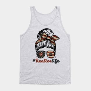 Realtor Life Messy Bun US Flag Tank Top